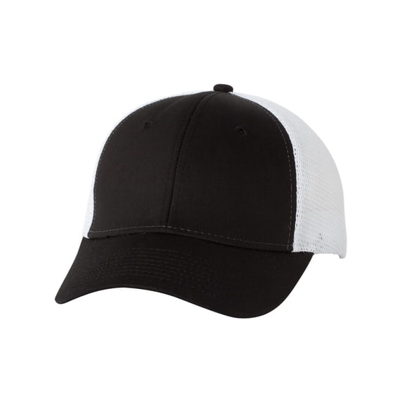 Valucap Mesh-Back Trucker Cap VC400 Black/ White Adjustable