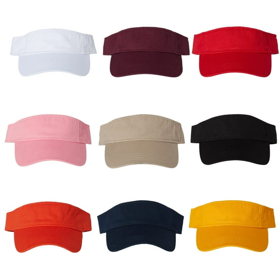 Valucap - Pre-Curved Visor Cap | Lightweight 100% Washed Cotton, Hook and Loop | Size-Adjustable, Multicolor, 9 Pack