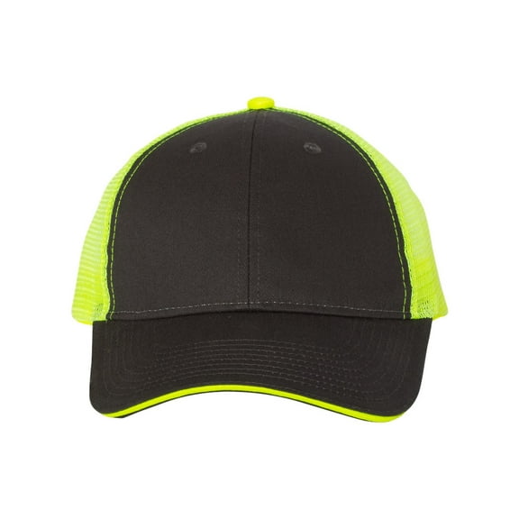 Valucap - Sandwich Trucker Cap - S102 - Charcoal/ Neon Yellow - Size: Adjustable
