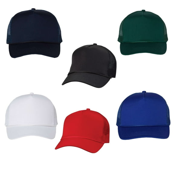 GOLDENROW - Trucker Cap for Men, Women, Unisex Assorted Color Hat Mesh Cap, Bulk 6 Pack Size Adjustable