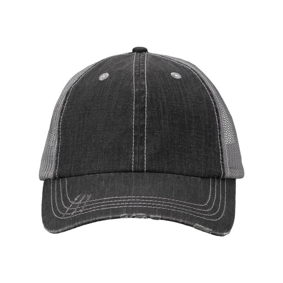 Valucap VC990 Contrast Stitch Cap-Black/ Grey
