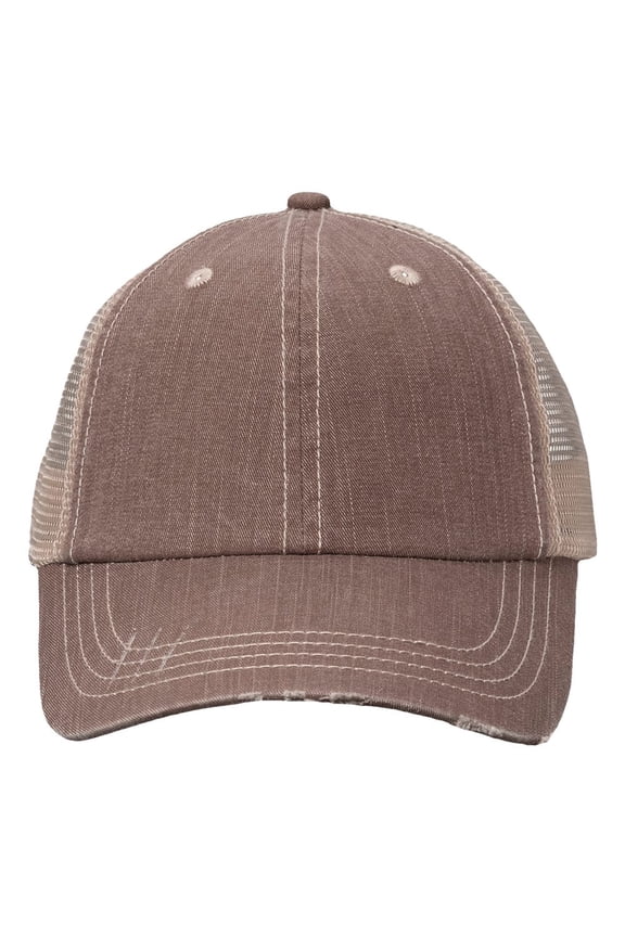 VC990 Contrast Stitch Cap-Brown/ Khaki