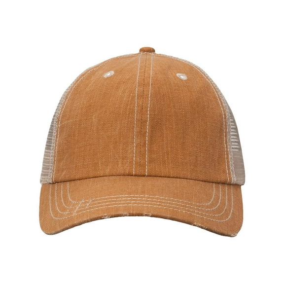 Valucap VC990 Contrast Stitch Cap-Golden Brown/ Khaki