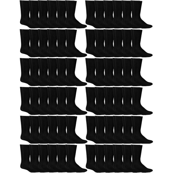 Value 120 Pack Mens Wholesale Bulk Lightweight Cotton Crew Socks, Homeless Donation, Socks Size 10-13