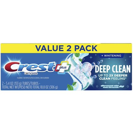 Value 2 Pack ~ Crest Complete Plus Deep Clean + Whitening 5.4oz, EXP02/22+