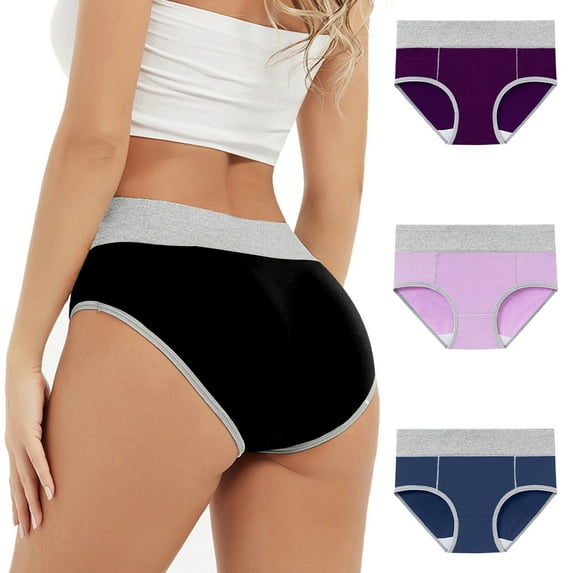 uublik Value 3-Pack, Women's Briefs High Waist Breathable Briefs Soft Underpants Ladies Stretch Panties Period Underwear for Women Heavy Flow Navy