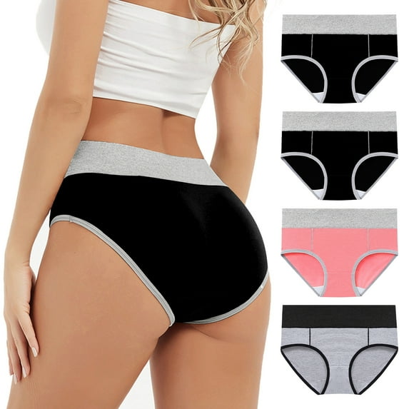 uublik Value 4-Pack, Panties for Women Pack High Waist Breathable Briefs Soft Underpants Ladies Stretch Panties Menstrual Underwear for Women Gray