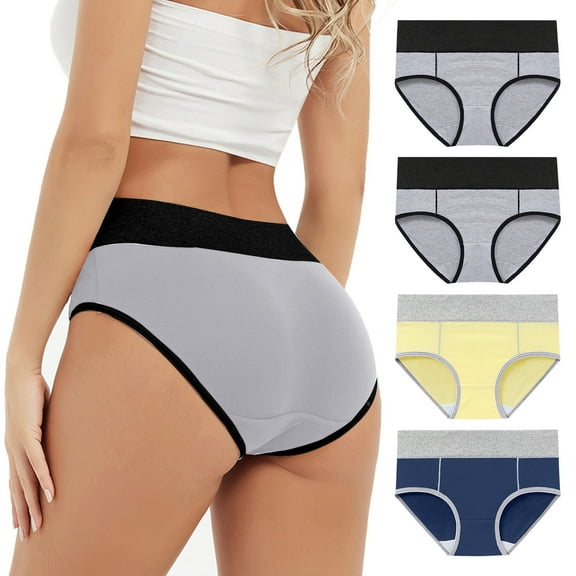 uublik Value 4-Pack, Underwear for Women Briefs High Waist Breathable Briefs Soft Underpants Ladies Stretch Panties Menstrual Underwear for Women Navy