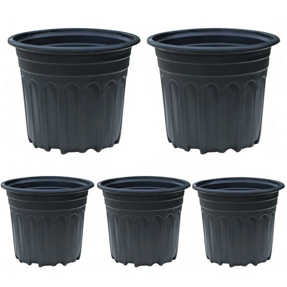 Value 5-Pack: 5 black nursery pots in one package, economical solution for bulk planting, great for both beginners and enthusiasts.