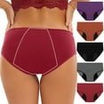 thumbnail image 1 of uublik Value 5-Pack, High Waisted Panties for Women Leak Proof Cotton Overnight Menstrual Panties Briefs Period Underwear for Women Heavy Flow Multicolor, 1 of 5