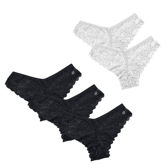 uublik Value 5-Pack, Women's Panties High Waist Breathable Briefs Soft Underpants Ladies Stretch Panties Lace Underwear for Women White