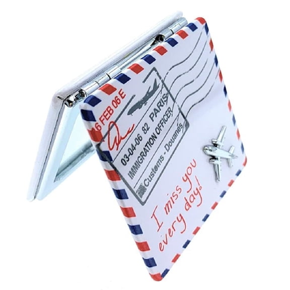 Value Arts 53025 Compact Travel Mirror, French Airmail, 2.4 Inches Square