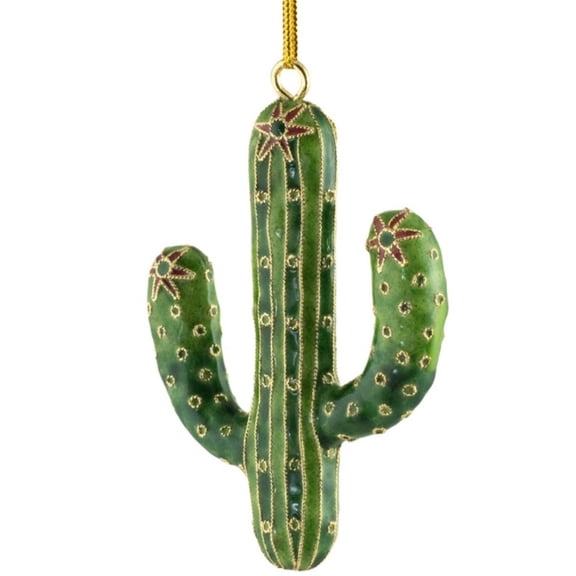 Value Arts Cloisonn Enamel on Copper Cactus Ornament