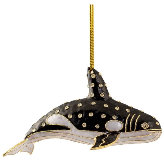 Value Arts Cloisonne Black Killer Whale Hanging Ornament 4.25 Inches