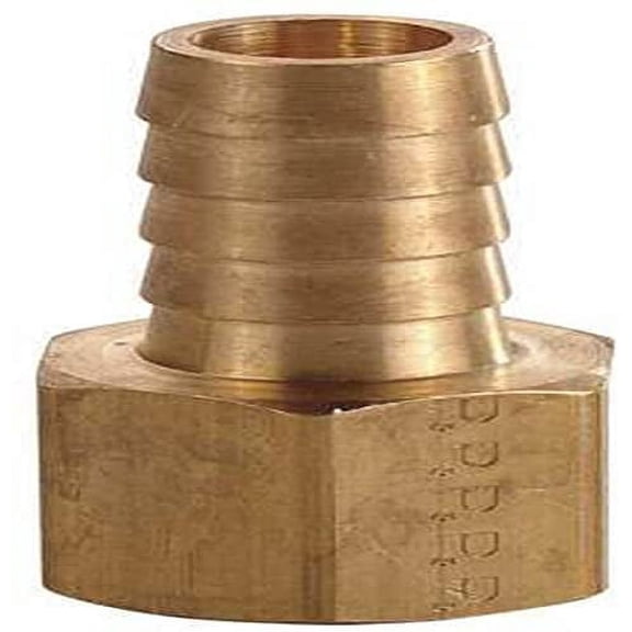 Barbed Hose Fitting, Straight, 3/8 in Hose ID, Hose Barb x NPT, Male x Female, Hex, Brass, 6AFN3