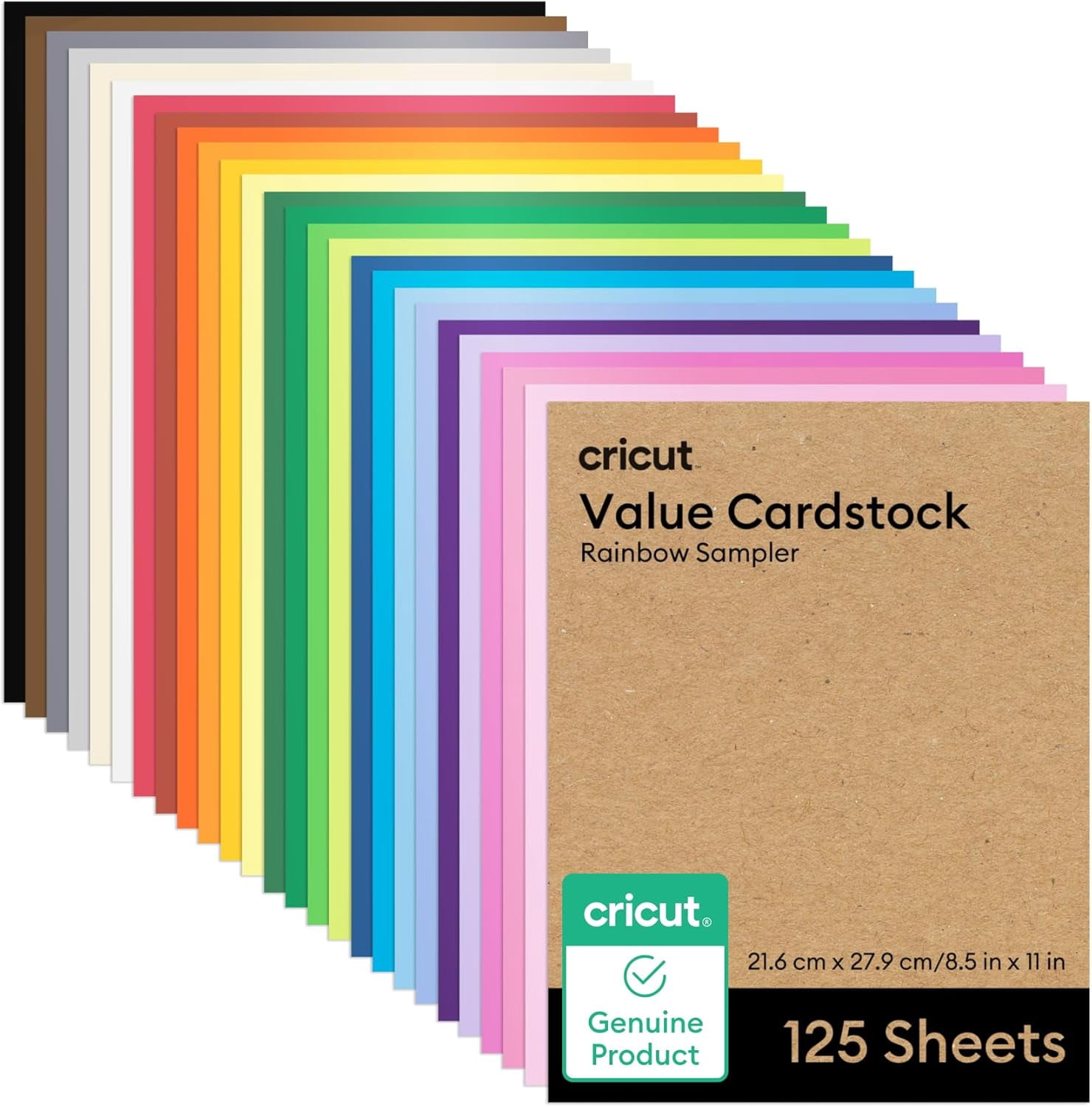 Value Cardstock Paper Rainbow Sampler - 125 sheets (8.5" x 11") Compatible with Joy Xtra Explore & Maker Machines Letter Size