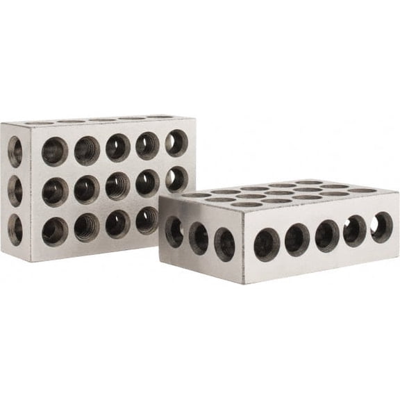 Value Collection 0.0003 Squareness Per Inch, Hardened Steel, 1-2-3 Block with 23 Hole Setup Block