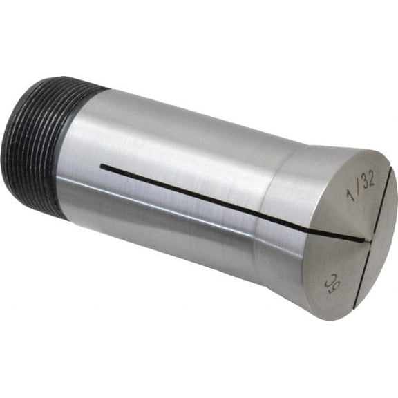 Value Collection 1/32" 5C Round Collet 3.28" Overall Length, 1.041-24 Internal Thread Size, Steel, 0.0005" TIR