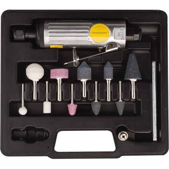 Value Collection 1/4" Spindle, 22,000 RPM, Straight Handle, Air Straight Die Grinder Kit 4 CFM Air Consumption, 90 psi, 1/4" Inlet, 0.45 hp