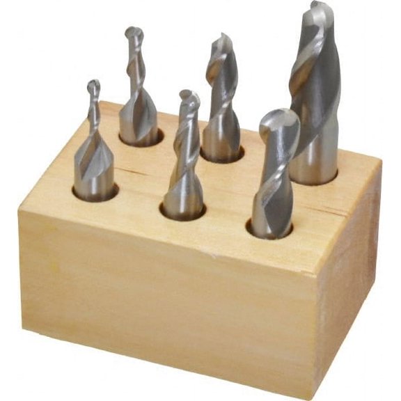 Value Collection 1/8 to 1/2", 2 Flute Ball End Mill Set