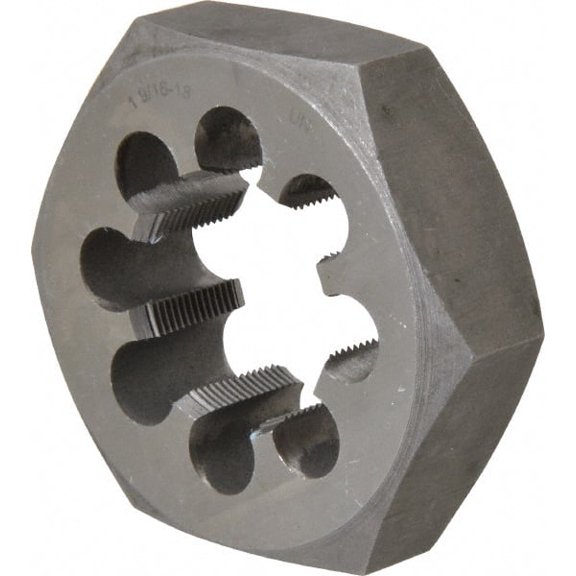 Value Collection 1-9/16 - 18 UNEF Thread, 3-1/8" Hex, Right Hand Thread, Hex Rethreading Die Carbon Steel, 1" Thick