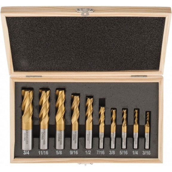Value Collection 3/16 to 3/4", 4 Flute Square End Mill Set