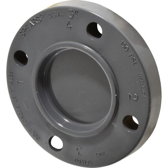 Value Collection 3" Pipe, 7-5/8" OD, PVC Blind Pipe Flange Schedule 80, Gray