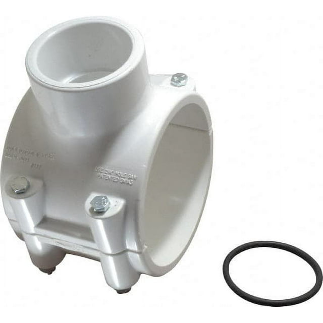 Value Collection 4 x 2" PVC Plastic Pipe Clamp On Saddle with EPDM O-Ring Schedule 40, Pipe O.D. x Soc End Connections