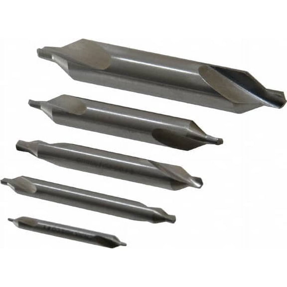 Value Collection 5 Piece, #1 to 5, Plain Edge, Cobalt Combo Drill & Countersink Set 60 Incl Angle, Double End