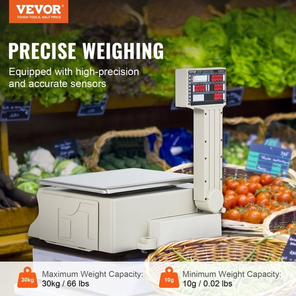 Value Commercial Scale 66 LB, Electronic Food Weight and Price Computing Scale with LCD, for Store, Market, Kitchen, Restaurant
