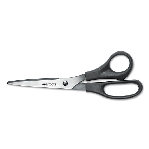 Value Line Stainless Steel Shears, 8" Long, 3.5" Cut Length, Black Straight Handle | Bundle of 5 Each