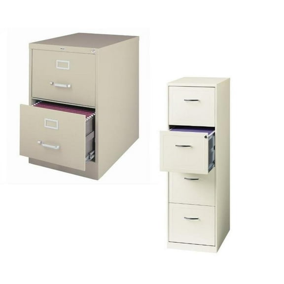 (Value Pack) 2 Drawer and 4 Drawer File Cabinet in White and Putty