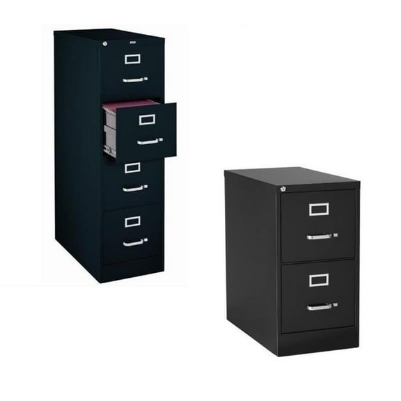 (Value Pack) 2 Drawer and 4 Drawer Letter File Cabinet in Black