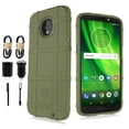 thumbnail image 1 of Value Pack for 5.7" Motorola Moto G6 Shield Wrap Shockproof Hybrid Scratch Resistant Raised Bevel Design Enhance Camera and Tempered Stained Glass Screen Protection Armor Bumper Phone Case + Green, 1 of 4