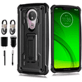thumbnail image 1 of Value Pack for 5.7" Motorola Moto G7 Play Armor Foldable Kickstand Dual Layer Protective Raised Bevel Design Enhance Camera Aim at All Buttons & Sockets Hybrid Shockproof Bumper Phone Case + [Black], 1 of 4