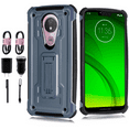 thumbnail image 1 of Value Pack for 5.7" Motorola Moto G7 Play Armor Foldable Kickstand Dual Layer Protective Raised Bevel Design Enhance Camera Aim at All Buttons & Sockets Hybrid Shockproof Bumper Phone Case +[Navyblye], 1 of 4