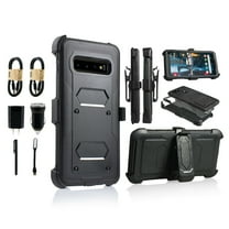 Value Pack for 5.8" Samsung Galaxy S10e Hybrid Heavy Duty Belt Clip Shockproof Holster Kickstands Soft Silicone Absorber Rugged Defender Cover Hard Back Dual Layers Armor Bumper Case   Black