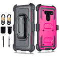 thumbnail image 1 of Value Pack for 6.2" LG Q8 Combo Holster Screen Protector Included Kickstand Built in Screen Dual Layer Rugged Shockproof Resistant Belt Clip Heavy Duty Armor Impact Bumper Phone Case + [Pink], 1 of 4