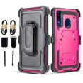 thumbnail image 1 of Value Pack for 6.4" Samsung Galaxy A20 Combo Holster Belt Clip Kickstand Dual Layer Protective Case Raised Bevel Design Enhance Camera and Screen Protection Shockproof Bumper Phone Case + [Pink], 1 of 4