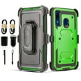 thumbnail image 1 of Value Pack for 6.4" Samsung Galaxy A20 Combo Holster Belt Clip Kickstand Dual Layer Protective Case Raised Bevel Design Enhance Camera and Screen Protection Shockproof Bumper Phone Case + [Green], 1 of 4