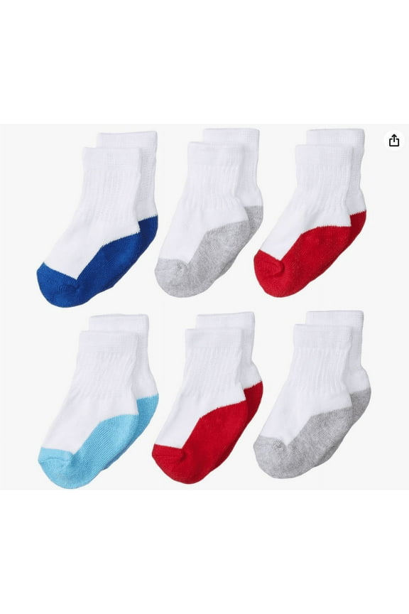 Value Pack Baby Boys Crew Socks - 6 Pairs