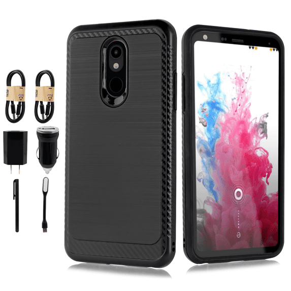 Value Pack Cables Chargers + for LG Stylo 5 Case Phone Case Brushed Hard Back Slip Dent Guard Hybrid Slim Shock Bumper Cover