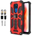 thumbnail image 1 of Value Pack Cables + for Motorola Moto G Play 2021 (NOT FIT 2020 Version) with Tempered Glass Phone Case Corner Guard Magnetic Kickstand Hybrid Slim Bumper Shock Cover, 1 of 4