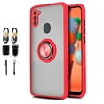 thumbnail image 1 of Value Pack Cables + for Samsung Galaxy A11 Ring Magnet Hard TPU Rubber Silicone Skin Case Slim Phone Case Bounce Corner Edge Shock Slip Scratch Guard Cover (Red), 1 of 4