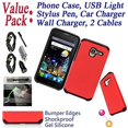 thumbnail image 1 of Value Pack Cables + for 5" Alcatel POP 3 TRU Stellar Case Hybrid Phone Case Shock Proof Edge Scratch Shield Layers Slim Bumper Cover Red, 1 of 4