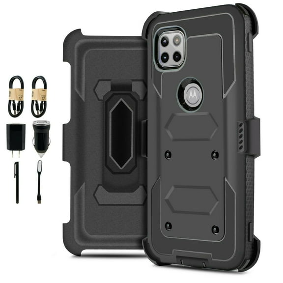 Value Pack ! For Moto One 5G ACE Motorola G 5G Heavy Duty Holster Phone Case 360° Cover Clip Kickstand Holster Hybrid Shock Bumper