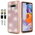 thumbnail image 1 of Value Pack + for LG Stylo 6 Bling Glitter Hard Bumper TPU with Tempered Glass Phone Case Hybrid Cell Phone Case Shock proof Edge Slim Bumper Scratch Cover (Rose Gold), 1 of 4