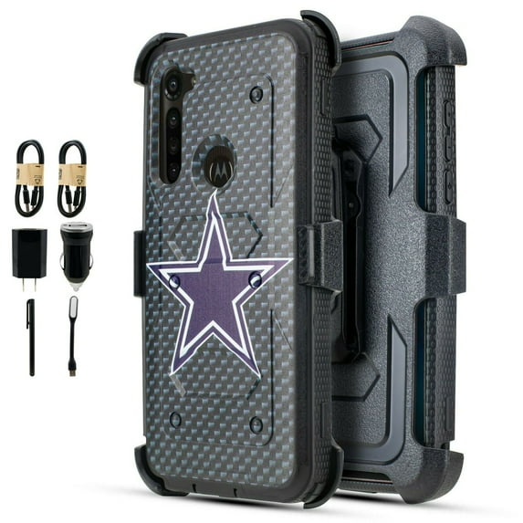 Value Pack ! for Moto G Power 2020 XT2041 Heavy Duty case Phone Case 360° Cover Screen Protector Clip Kickstand Holster Hybrid Shock Bumper (Blue Star)