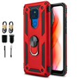 thumbnail image 1 of Value Pack + for Motorola Moto G Play 2021 (NOT FIT 2020 Version) with Tempered Glass Case Hybrid Phone Case Ring Magnet Mount Ready Grip Grids Kickstand Slim Shock Bumper Cover, 1 of 4