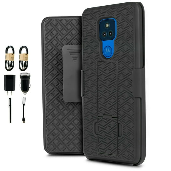 Value Pack ! for Motorola Moto G Play 2021 (NOT FIT 2020 Version) with Tempered Glass Phone Case 360° Cover Clip Kickstand Holster Hybrid Shock Bumper